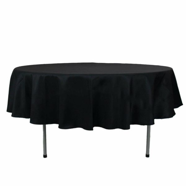 Commercial Grade Cotton & Polyester |  90″ Black Seamless Premium Polyester Round Tablecloth – 220GSM