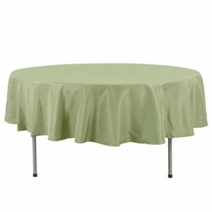 Commercial Grade Cotton & Polyester |  90″ Dusty Sage Green Seamless Premium Polyester Round Tablecloth – 220GSM