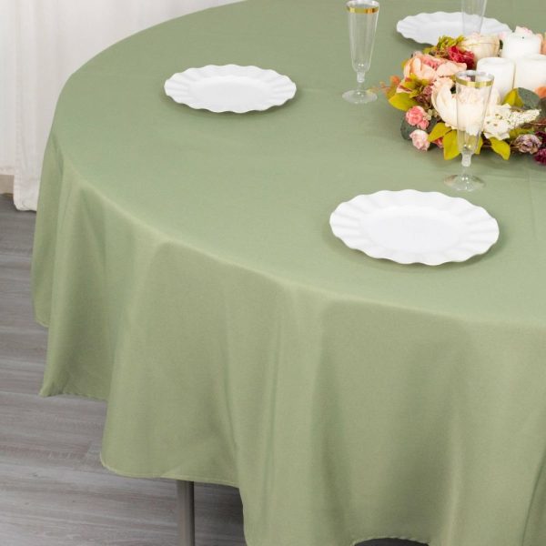 Commercial Grade Cotton & Polyester |  90″ Dusty Sage Green Seamless Premium Polyester Round Tablecloth – 220GSM