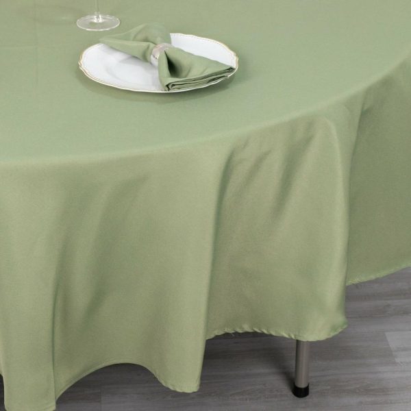 Commercial Grade Cotton & Polyester |  90″ Dusty Sage Green Seamless Premium Polyester Round Tablecloth – 220GSM