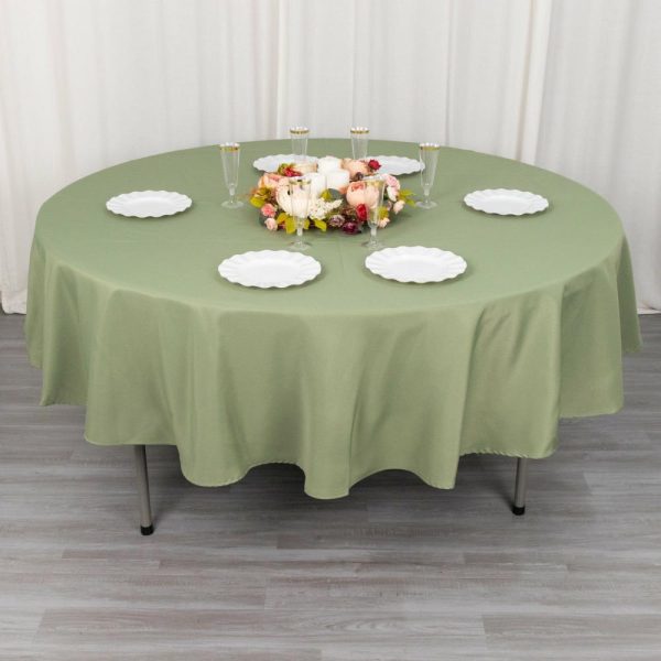 Commercial Grade Cotton & Polyester |  90″ Dusty Sage Green Seamless Premium Polyester Round Tablecloth – 220GSM