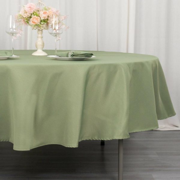 Commercial Grade Cotton & Polyester |  90″ Dusty Sage Green Seamless Premium Polyester Round Tablecloth – 220GSM