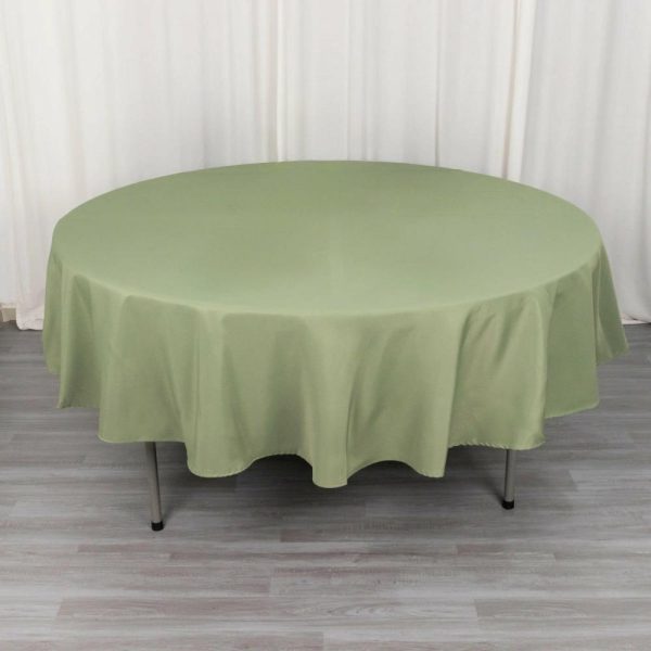 Commercial Grade Cotton & Polyester |  90″ Dusty Sage Green Seamless Premium Polyester Round Tablecloth – 220GSM