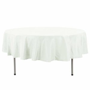 Commercial Grade Cotton & Polyester |  90″ Ivory Seamless Premium Polyester Round Tablecloth – 220GSM