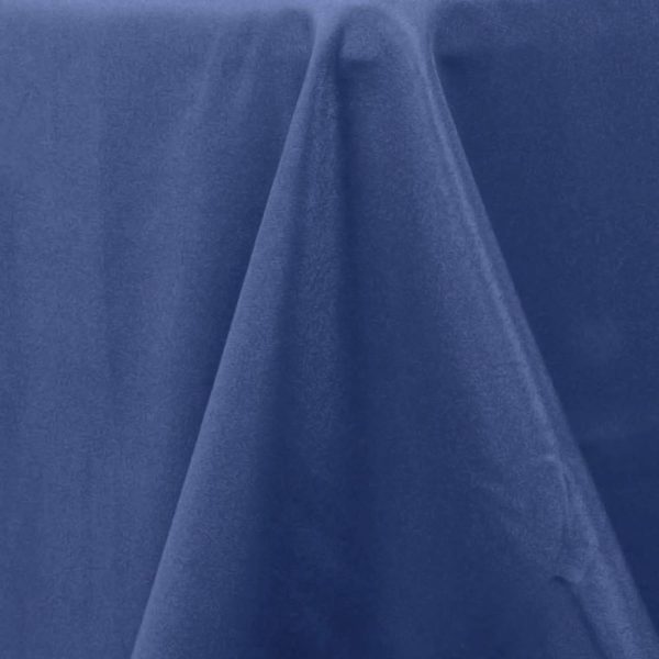 Commercial Grade Cotton & Polyester |  90″ Navy Blue Seamless Premium Polyester Round Tablecloth – 220GSM