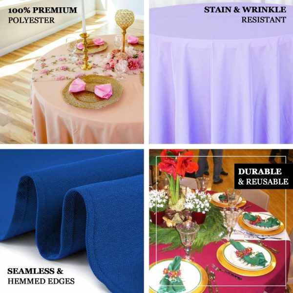 Commercial Grade Cotton & Polyester |  90″ Navy Blue Seamless Premium Polyester Round Tablecloth – 220GSM