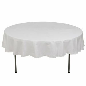 Commercial Grade Cotton & Polyester |  90″ White Round 100% Cotton Linen Seamless Tablecloth Washable