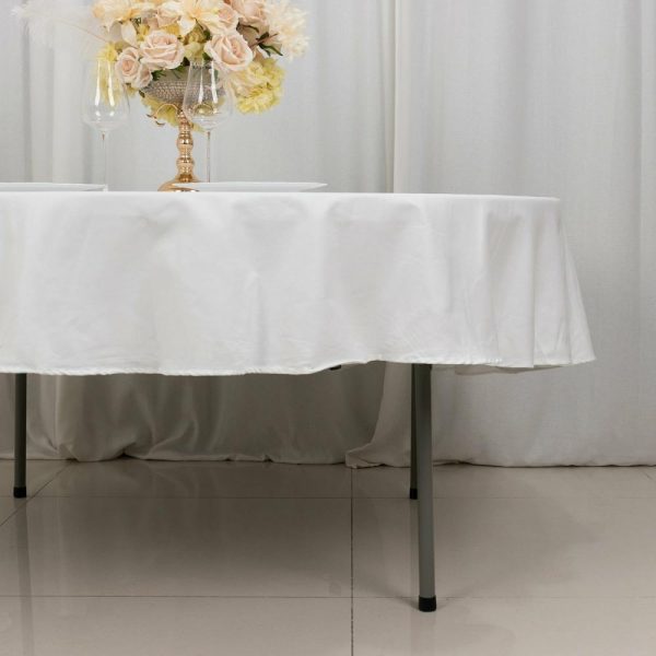 Commercial Grade Cotton & Polyester |  90″ White Round 100% Cotton Linen Seamless Tablecloth Washable