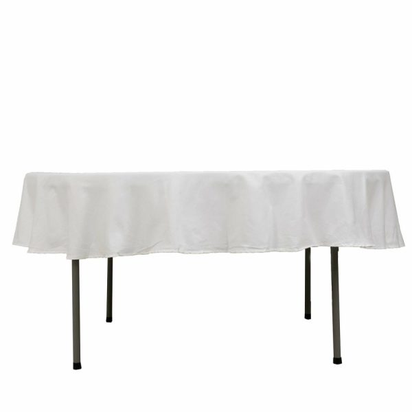 Commercial Grade Cotton & Polyester |  90″ White Round 100% Cotton Linen Seamless Tablecloth Washable