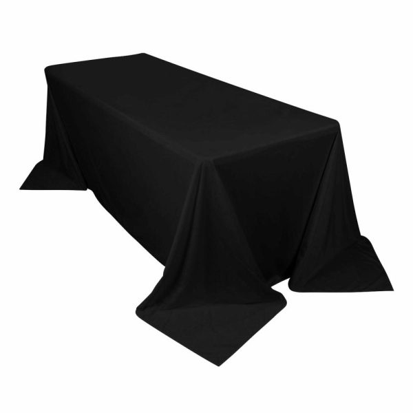 Commercial Grade Cotton & Polyester |  90″x132″ Black Premium Scuba Wrinkle Free Rectangular Tablecloth, Seamless Scuba Polyester Tablecloth for 6 Foot Table With Floor-Length Drop