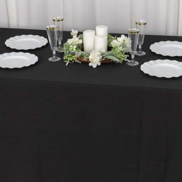 Commercial Grade Cotton & Polyester |  90″x132″ Black Premium Scuba Wrinkle Free Rectangular Tablecloth, Seamless Scuba Polyester Tablecloth for 6 Foot Table With Floor-Length Drop