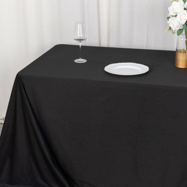 Commercial Grade Cotton & Polyester |  90″x132″ Black Premium Scuba Wrinkle Free Rectangular Tablecloth, Seamless Scuba Polyester Tablecloth for 6 Foot Table With Floor-Length Drop