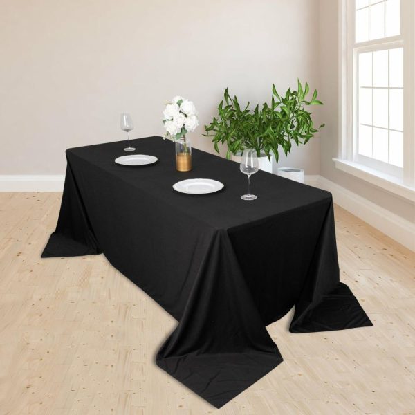 Commercial Grade Cotton & Polyester |  90″x132″ Black Premium Scuba Wrinkle Free Rectangular Tablecloth, Seamless Scuba Polyester Tablecloth for 6 Foot Table With Floor-Length Drop