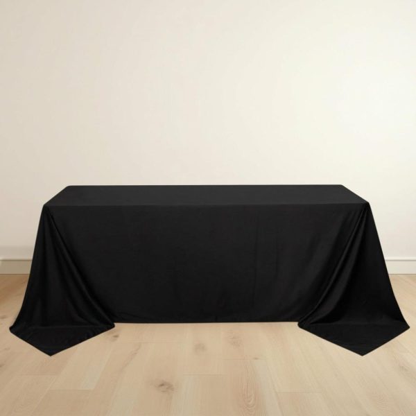 Commercial Grade Cotton & Polyester |  90″x132″ Black Premium Scuba Wrinkle Free Rectangular Tablecloth, Seamless Scuba Polyester Tablecloth for 6 Foot Table With Floor-Length Drop