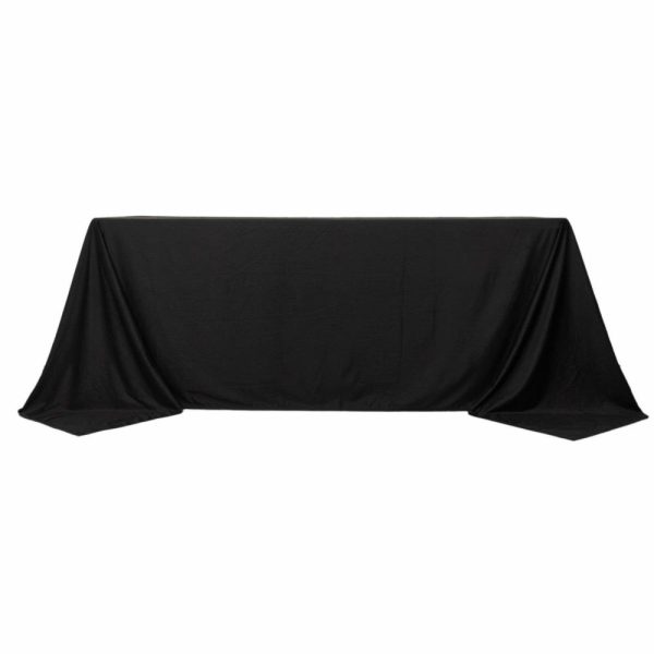 Commercial Grade Cotton & Polyester |  90″x132″ Black Premium Scuba Wrinkle Free Rectangular Tablecloth, Seamless Scuba Polyester Tablecloth for 6 Foot Table With Floor-Length Drop