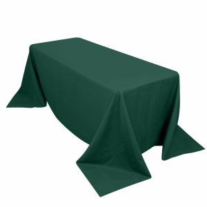 Commercial Grade Cotton & Polyester |  90″x132″ Hunter Emerald Green Seamless Premium Polyester Rectangular Tablecloth – 220GSM for 6 Foot Table With Floor-Length Drop