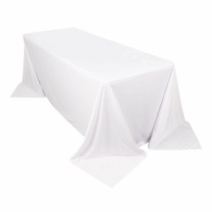 Commercial Grade Cotton & Polyester |  90″x132″ White Premium Scuba Wrinkle Free Rectangular Tablecloth, Seamless Scuba Polyester Tablecloth for 6 Foot Table With Floor-Length Drop