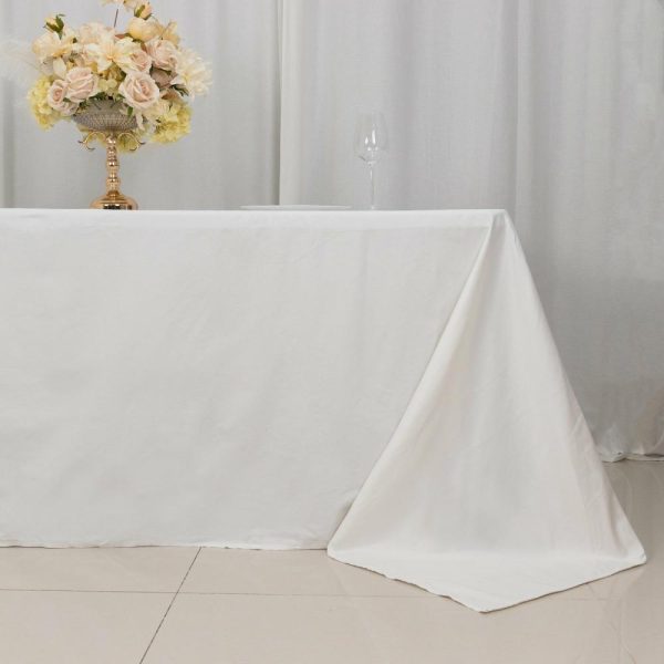 Commercial Grade Cotton & Polyester |  90″x132″ White Rectangle 100% Cotton Linen Seamless Tablecloth for 6 Foot Table With Floor-Length Drop