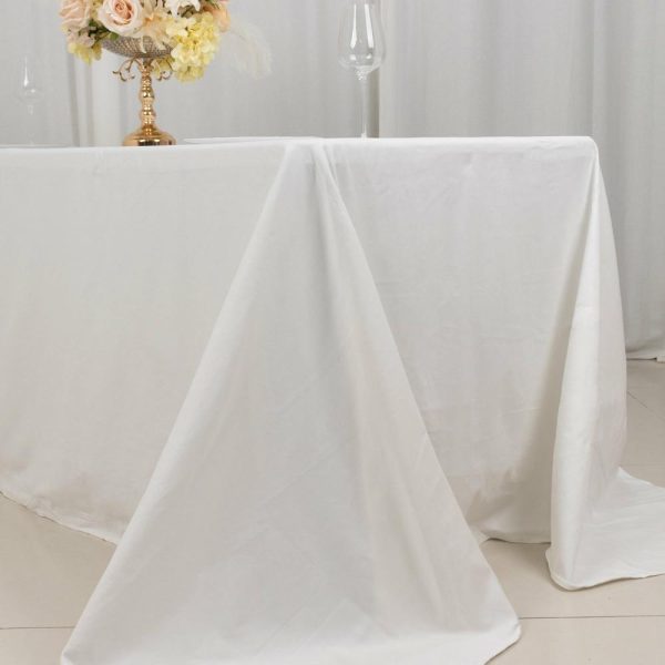 Commercial Grade Cotton & Polyester |  90″x132″ White Rectangle 100% Cotton Linen Seamless Tablecloth for 6 Foot Table With Floor-Length Drop