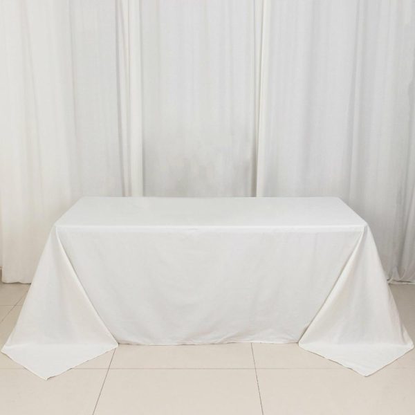 Commercial Grade Cotton & Polyester |  90″x132″ White Rectangle 100% Cotton Linen Seamless Tablecloth for 6 Foot Table With Floor-Length Drop