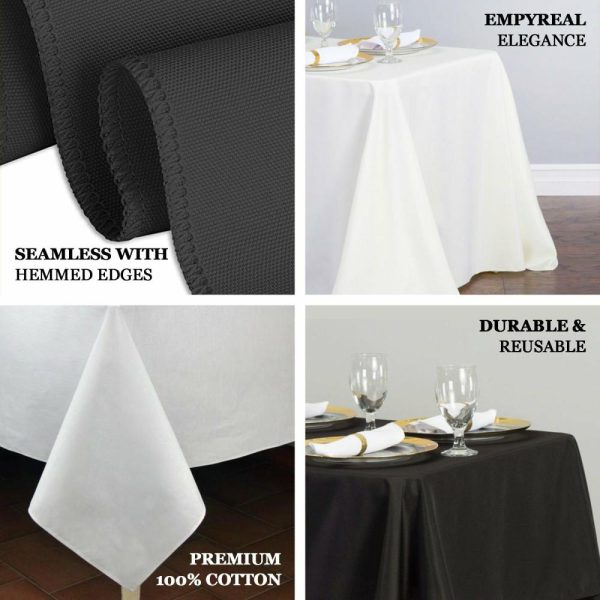 Commercial Grade Cotton & Polyester |  90″x132″ White Rectangle 100% Cotton Linen Seamless Tablecloth for 6 Foot Table With Floor-Length Drop