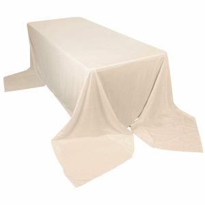 Commercial Grade Cotton & Polyester |  90″x156″ Beige Premium Scuba Wrinkle Free Rectangular Tablecloth, Seamless Scuba Polyester Tablecloth for 8 Foot Table With Floor-Length Drop