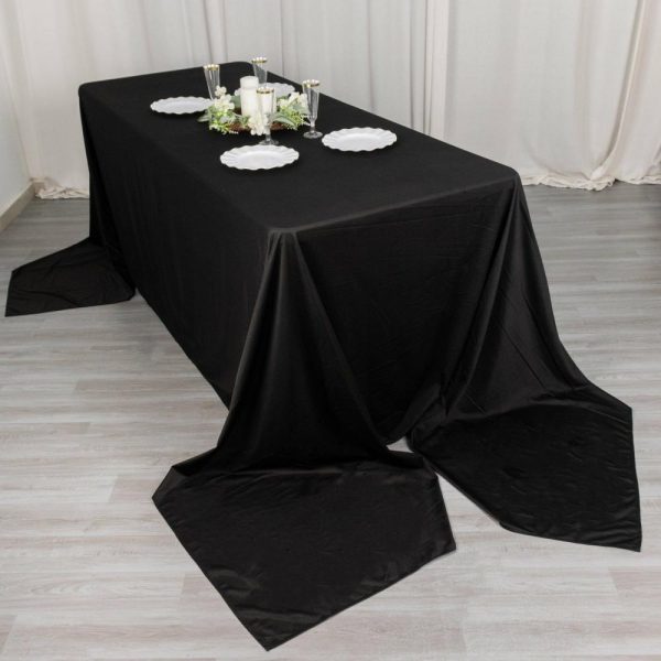 Commercial Grade Cotton & Polyester |  90″x156″ Black Premium Scuba Wrinkle Free Rectangular Tablecloth, Seamless Scuba Polyester Tablecloth