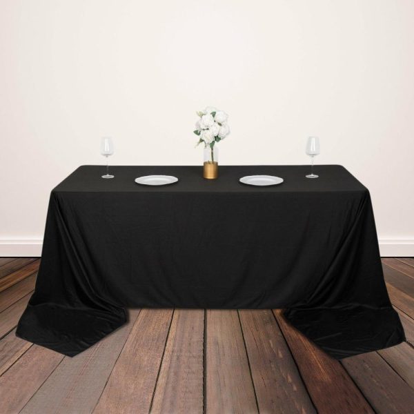 Commercial Grade Cotton & Polyester |  90″x156″ Black Premium Scuba Wrinkle Free Rectangular Tablecloth, Seamless Scuba Polyester Tablecloth