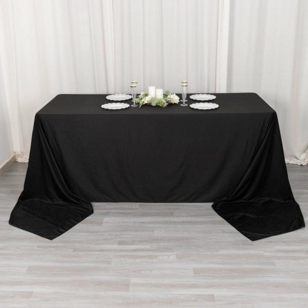 Commercial Grade Cotton & Polyester |  90″x156″ Black Premium Scuba Wrinkle Free Rectangular Tablecloth, Seamless Scuba Polyester Tablecloth