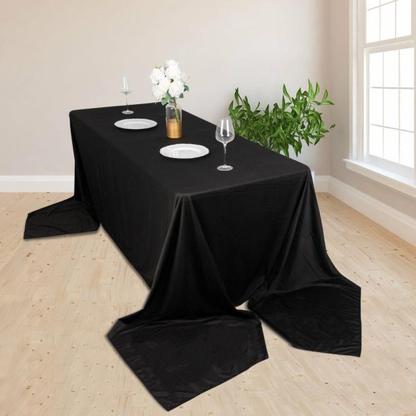 Commercial Grade Cotton & Polyester |  90″x156″ Black Premium Scuba Wrinkle Free Rectangular Tablecloth, Seamless Scuba Polyester Tablecloth