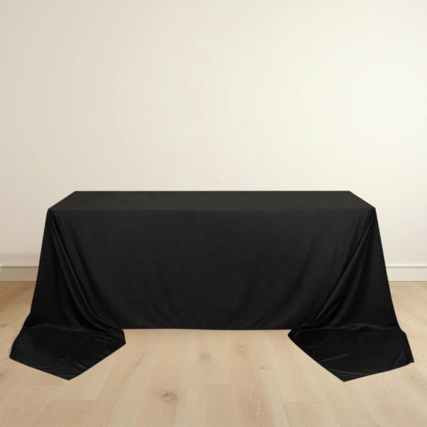 Commercial Grade Cotton & Polyester |  90″x156″ Black Premium Scuba Wrinkle Free Rectangular Tablecloth, Seamless Scuba Polyester Tablecloth