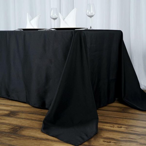 Commercial Grade Cotton & Polyester |  90″x156″ Black Seamless Premium Polyester Tablecloth – 220GSM for 8 Foot Table With Floor-Length Drop