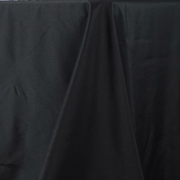 Commercial Grade Cotton & Polyester |  90″x156″ Black Seamless Premium Polyester Tablecloth – 220GSM for 8 Foot Table With Floor-Length Drop