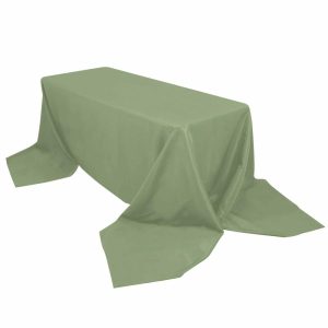 Commercial Grade Cotton & Polyester |  90″x156″ Dusty Sage Green Seamless Premium Polyester Rectangular Tablecloth – 220GSM for 8 Foot Table With Floor-Length Drop