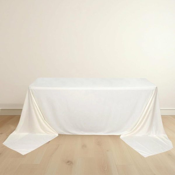 Commercial Grade Cotton & Polyester |  90″x156″ Ivory Premium Scuba Wrinkle Free Rectangular Tablecloth, Seamless Scuba Polyester Tablecloth for 8 Foot Table With Floor-Length Drop