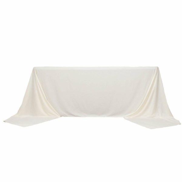 Commercial Grade Cotton & Polyester |  90″x156″ Ivory Premium Scuba Wrinkle Free Rectangular Tablecloth, Seamless Scuba Polyester Tablecloth for 8 Foot Table With Floor-Length Drop