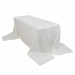 Commercial Grade Cotton & Polyester |  90″x156″ White Rectangle 100% Cotton Linen Seamless Tablecloth for 8 Foot Table With Floor-Length Drop