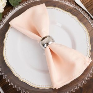 Commercial Grade Napkins |  5 Pack Blush Premium Polyester Cloth Napkins with Hemmed Edges, Reusable Dinner Napkins 20″x20 – 220GSM