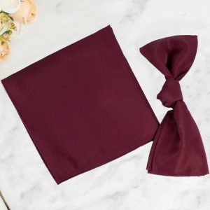 Commercial Grade Napkins |  5 Pack Burgundy Premium Polyester Cloth Napkins with Hemmed Edges, Reusable Dinner Napkins 20″x20 – 220GSM