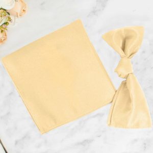 Commercial Grade Napkins |  5 Pack Champagne Premium Polyester Cloth Napkins with Hemmed Edges, Reusable Dinner Napkins 20″x20 – 220GSM