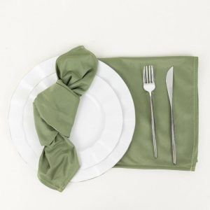 Commercial Grade Napkins |  5 Pack Dusty Sage Green Premium Scuba Cloth Napkins, Wrinkle-Free Reusable Dinner Napkins – 20″x20″