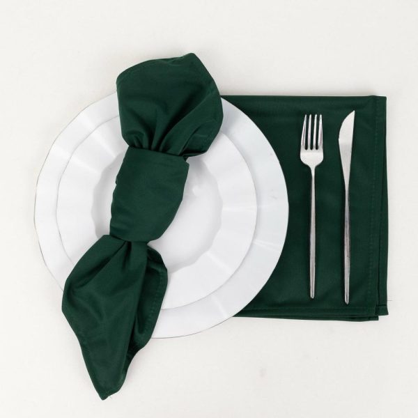 Commercial Grade Napkins |  5 Pack Hunter Emerald Green Premium Scuba Cloth Napkins, Wrinkle-Free Reusable Dinner Napkins – 20″x20″