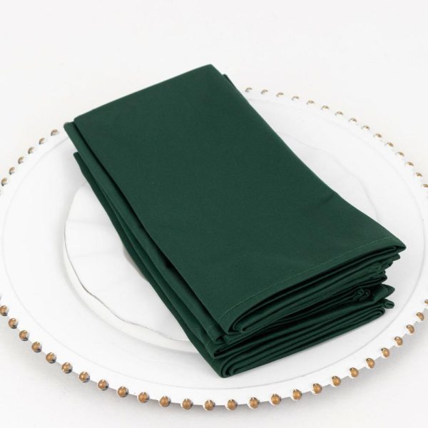 Commercial Grade Napkins |  5 Pack Hunter Emerald Green Premium Scuba Cloth Napkins, Wrinkle-Free Reusable Dinner Napkins – 20″x20″