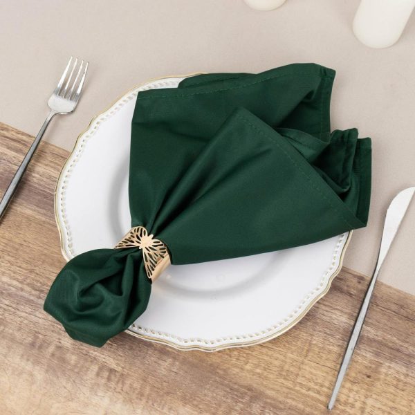 Commercial Grade Napkins |  5 Pack Hunter Emerald Green Premium Scuba Cloth Napkins, Wrinkle-Free Reusable Dinner Napkins – 20″x20″