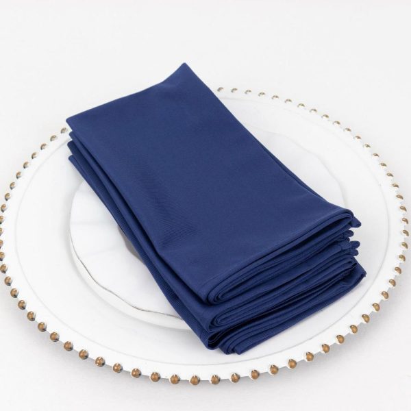 Commercial Grade Napkins |  5 Pack Navy Blue Premium Scuba Cloth Napkins, Wrinkle-Free Reusable Dinner Napkins – 20″x20″