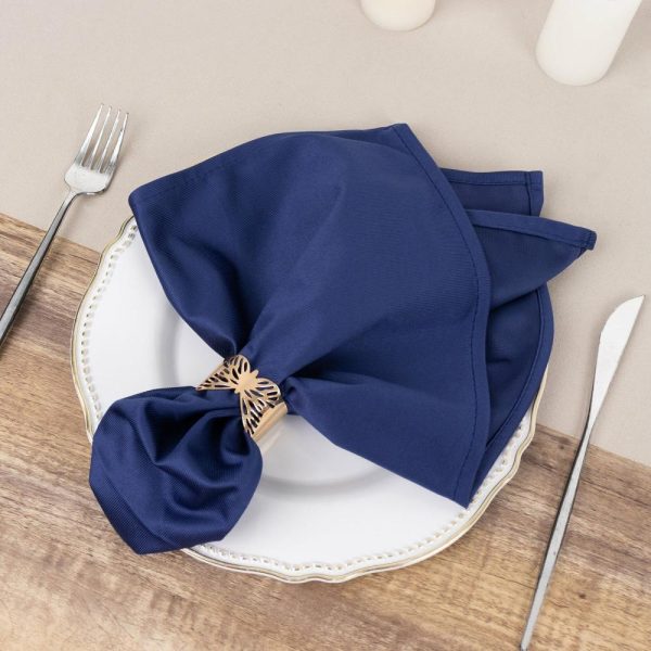 Commercial Grade Napkins |  5 Pack Navy Blue Premium Scuba Cloth Napkins, Wrinkle-Free Reusable Dinner Napkins – 20″x20″