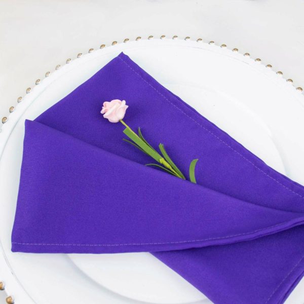 Commercial Grade Napkins |  5 Pack Purple Premium Polyester Cloth Napkins with Hemmed Edges, Reusable Dinner Napkins 20″x20 – 220GSM