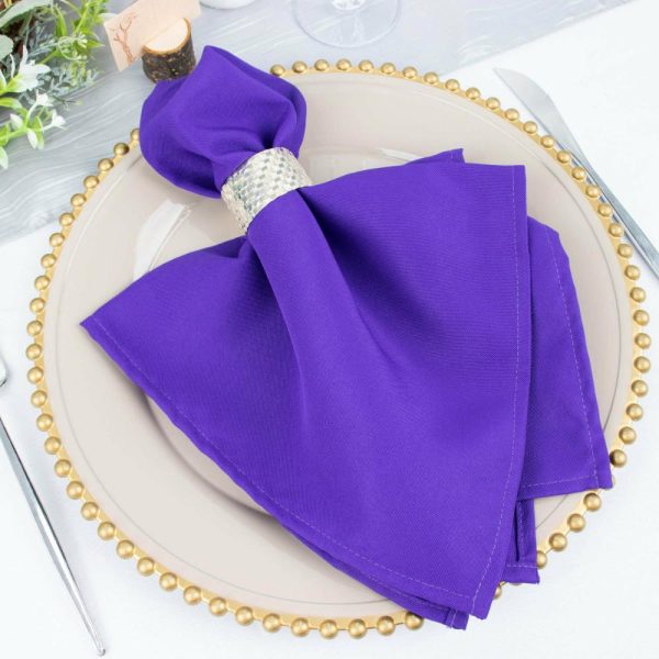 Commercial Grade Napkins |  5 Pack Purple Premium Polyester Cloth Napkins with Hemmed Edges, Reusable Dinner Napkins 20″x20 – 220GSM