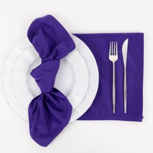 Commercial Grade Napkins |  5 Pack Purple Premium Scuba Cloth Napkins, Wrinkle-Free Reusable Dinner Napkins – 20″x20″