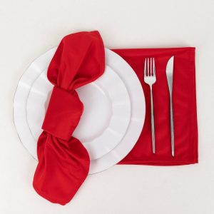 Commercial Grade Napkins |  5 Pack Red Premium Scuba Cloth Napkins, Wrinkle-Free Reusable Dinner Napkins – 20″x20″